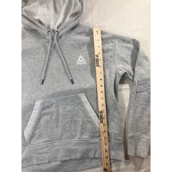 Reebok Gray Heathered Hoodie Sweatshirt Women's Small Drawstring Hood - Picture 2 of 5